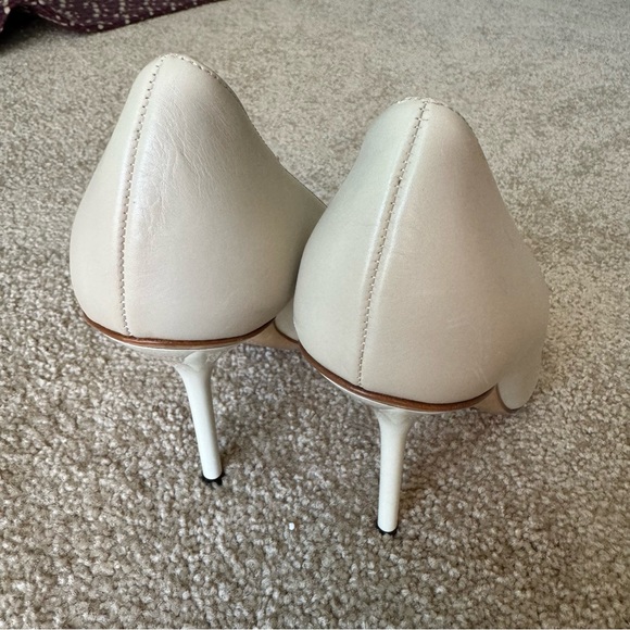 Gucci Horsebit Leather Peep Toe Stiletto Pumps Ivory Size 37 - Picture 11 of 14